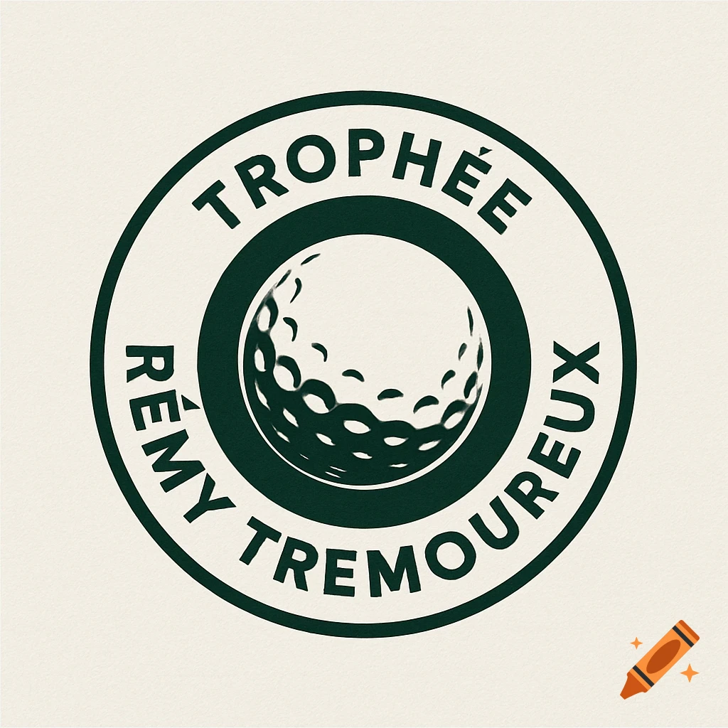 Round dark green and white golf logo with a golf ball and the text 'TROPHEE R EMY TREMOUREUX'.