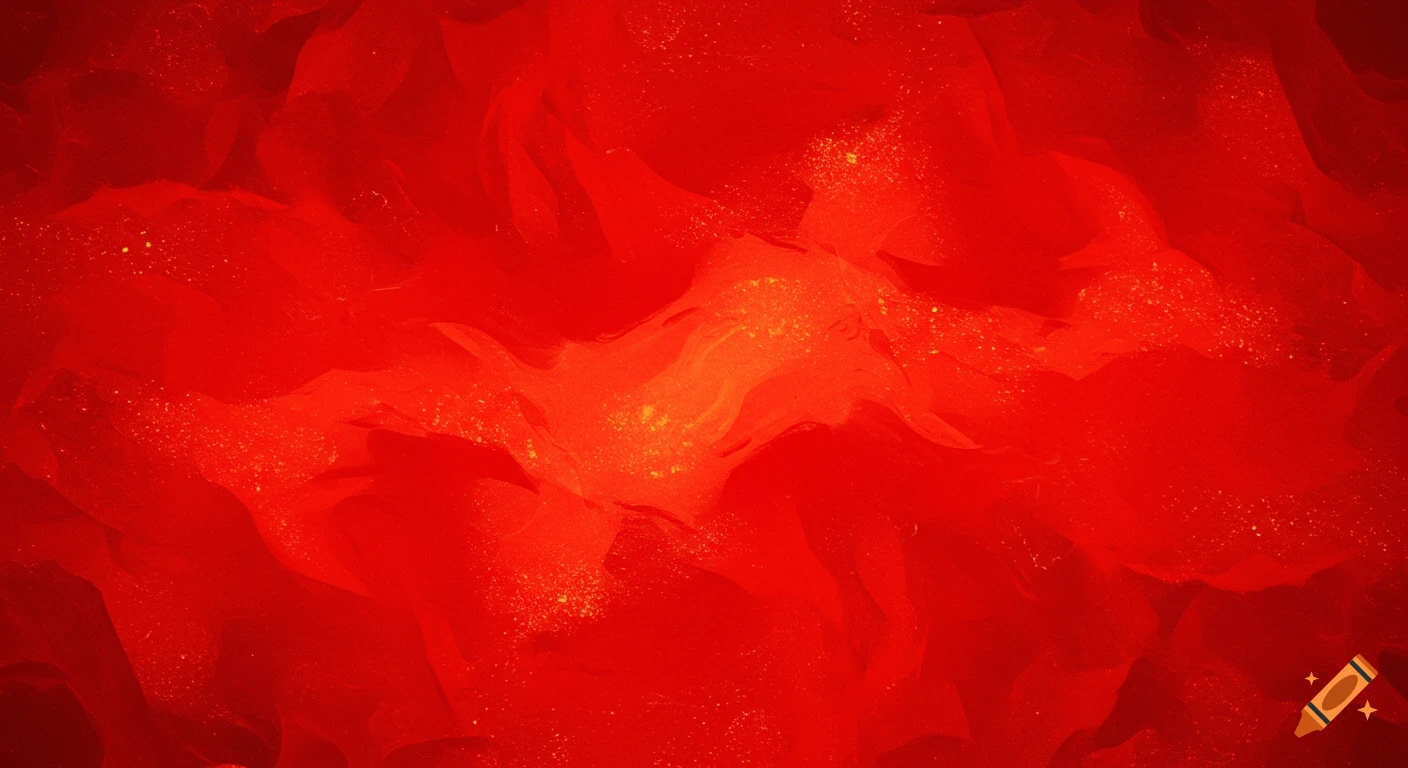 Abstract red and orange background with swirling textures and sparkling specks of light.