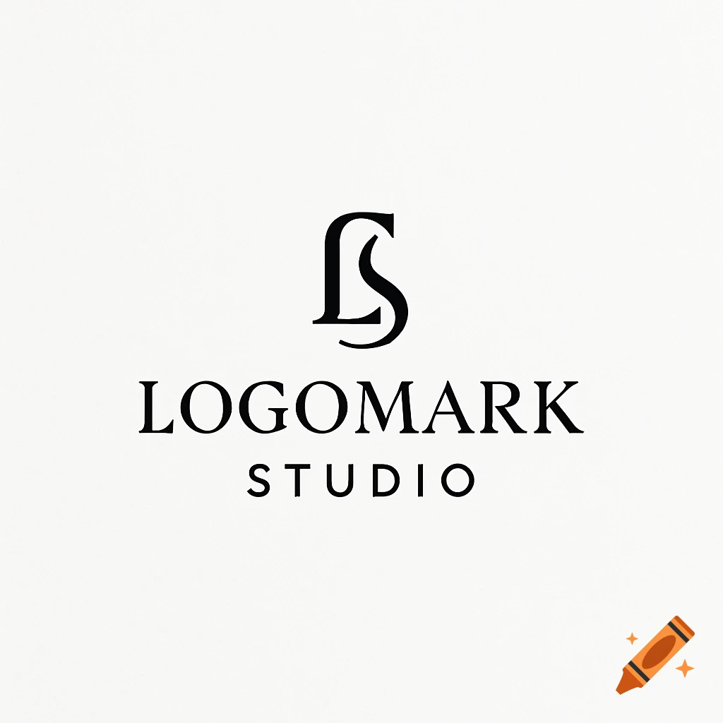 Minimalist black monogram 'LS' above 'LOGOMARK STUDIO' text on a clean white background.
