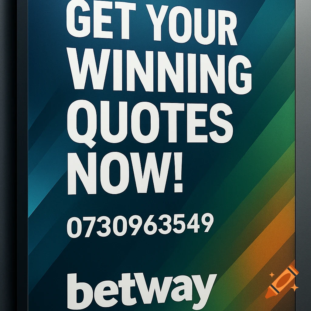 Betway advertisement poster with 'Get your winning quotes now!' and a phone number, on a dark blue and green gradient.
