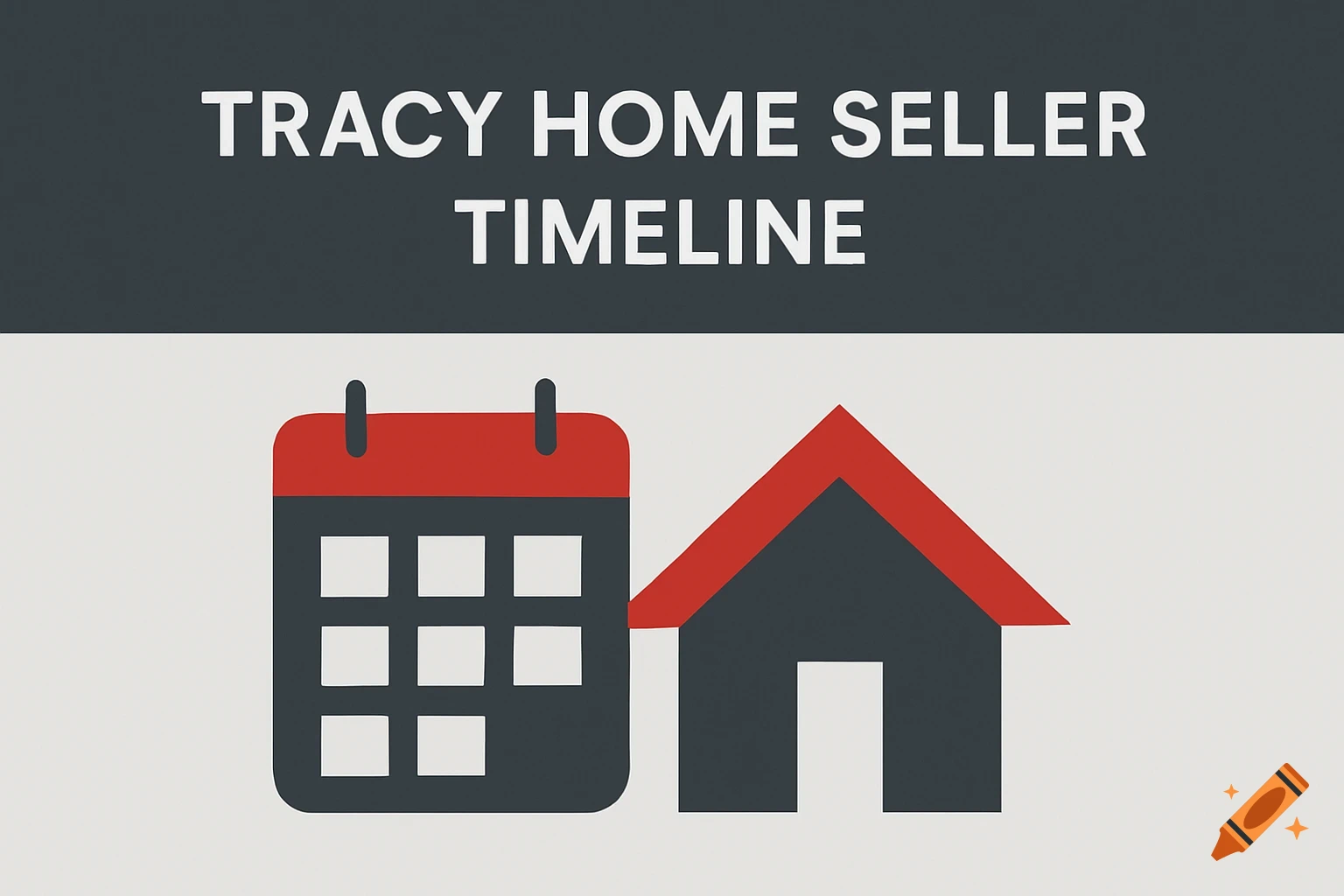 A calendar and house icon with the text 'TRACY HOME SELLER TIMELINE' on a gray and white background.