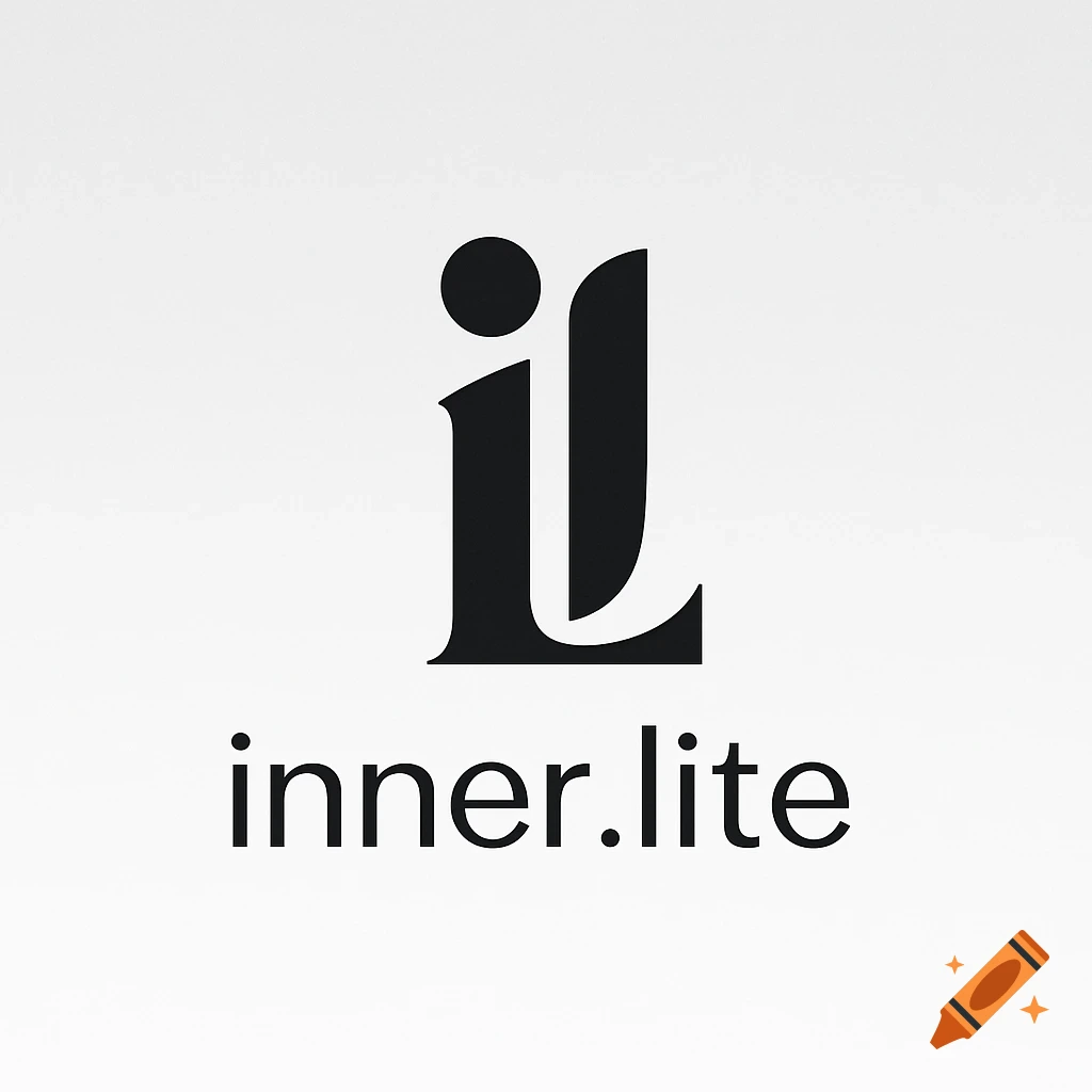 A minimalist black and white logo with a stylized 'il' symbol above the text 'inner.lite'.