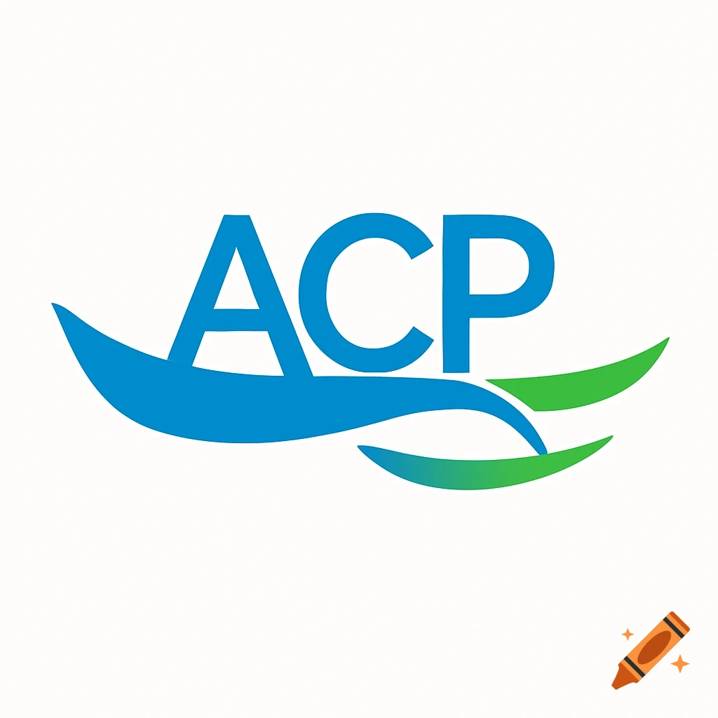 A modern blue and green logo with the letters ACP above wavy shapes, resembling water or an outrigger.