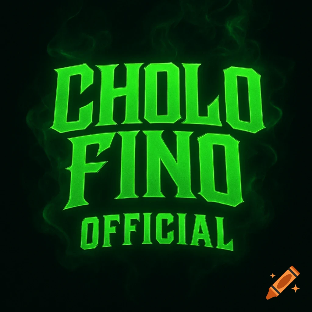Neon green logo text 'CHOLO FINO' with 'OFFICIAL' below, on a smoky black background.