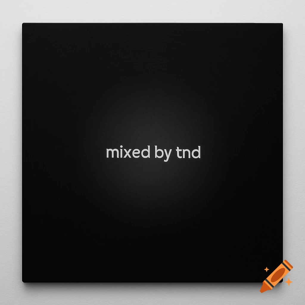 A minimalist black vinyl record cover with white text that reads "mixed by tnd".