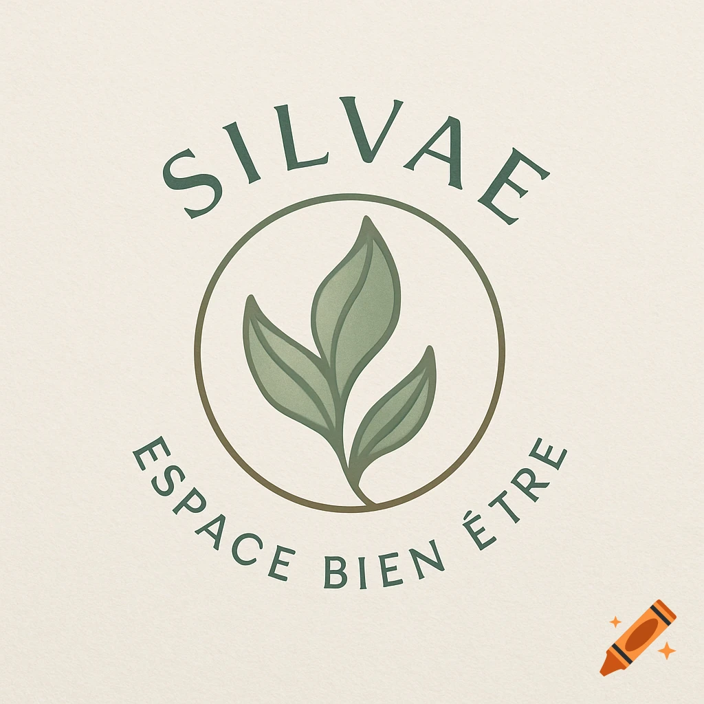 A minimalist logo with green text 'SILVAE ESPACE BIEN ÊTRE' and a stylized green leaf inside a circle on a cream background.