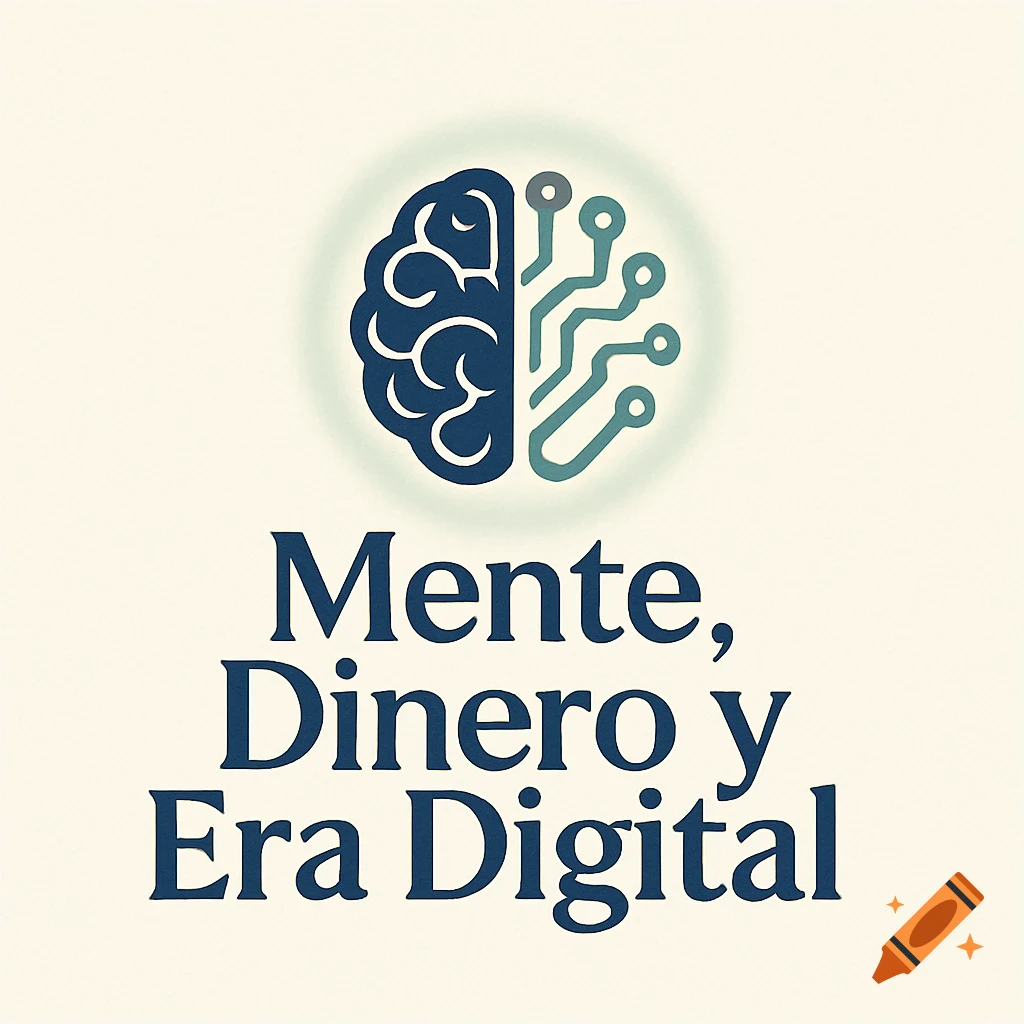 A logo featuring a stylized brain merged with circuit board traces, above the text 'Mente, Dinero y Era Digital'.