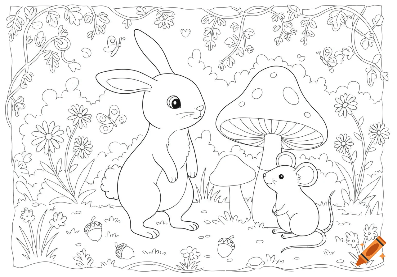 Coloring Page Outline of Cartoon Cute Bunny or Rabbit with a Watering Can.  Coloring Book for Kids Stock Vector - Illustration of outline, drawing:  257735616, image size:1280x896