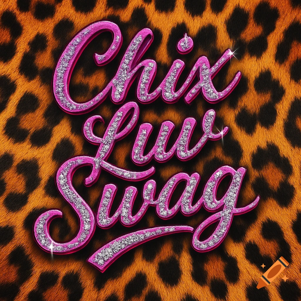 The words 'Chix Luv Swag' in sparkling pink diamond letters against a textured cheetah print background.