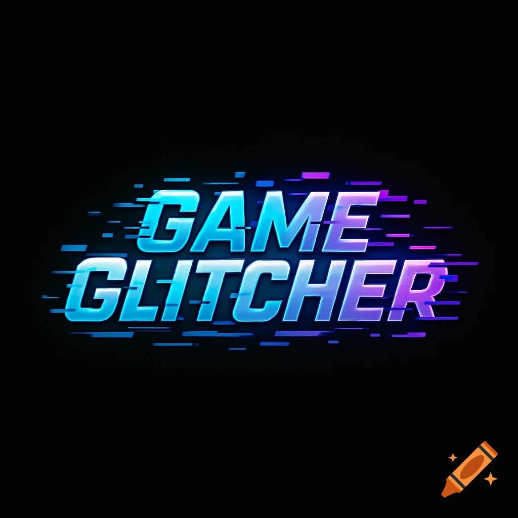 A logo featuring the words "GAME GLITCHER" in a blue and purple gradient, stylized with horizontal glitch lines on a black background.