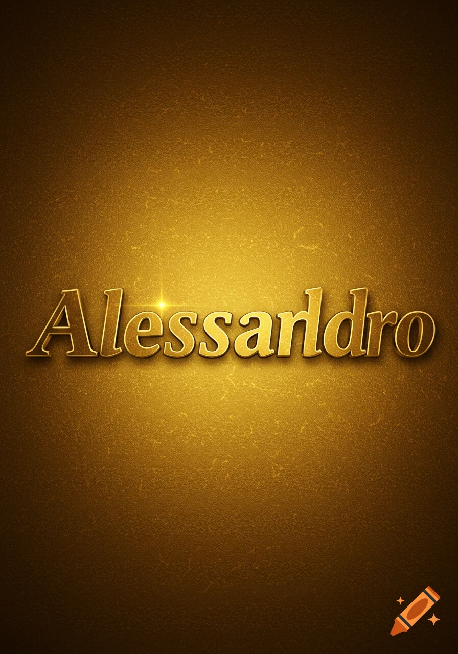 The name Alessandro in golden 3D text against a textured gold background with a light sheen.