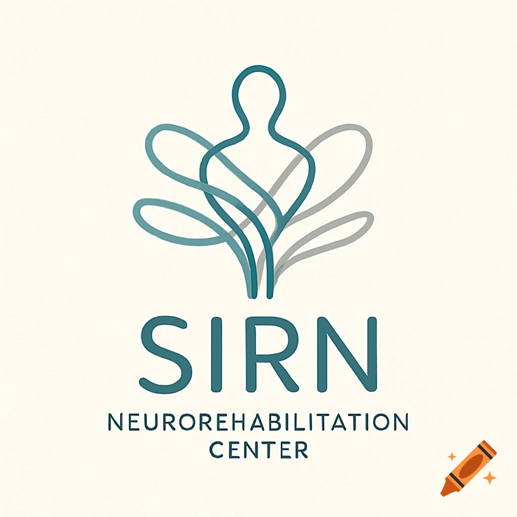 A logo with a stylized teal and gray linear human figure above the text 'SIRN NEUROREHABILITATION CENTER'.