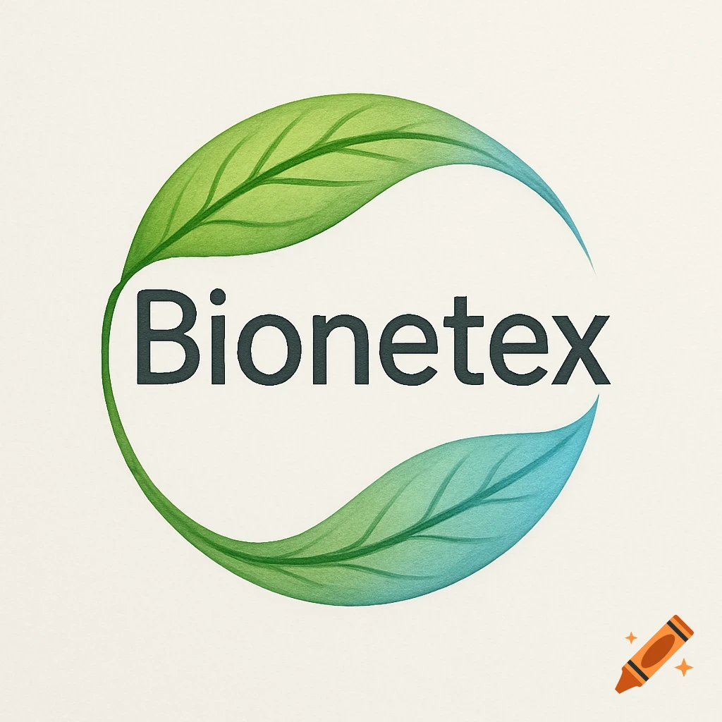 Logo featuring two stylized leaves, one green and one green-blue, forming a circular embrace around the dark gray text "Bionetex" on a light background.
