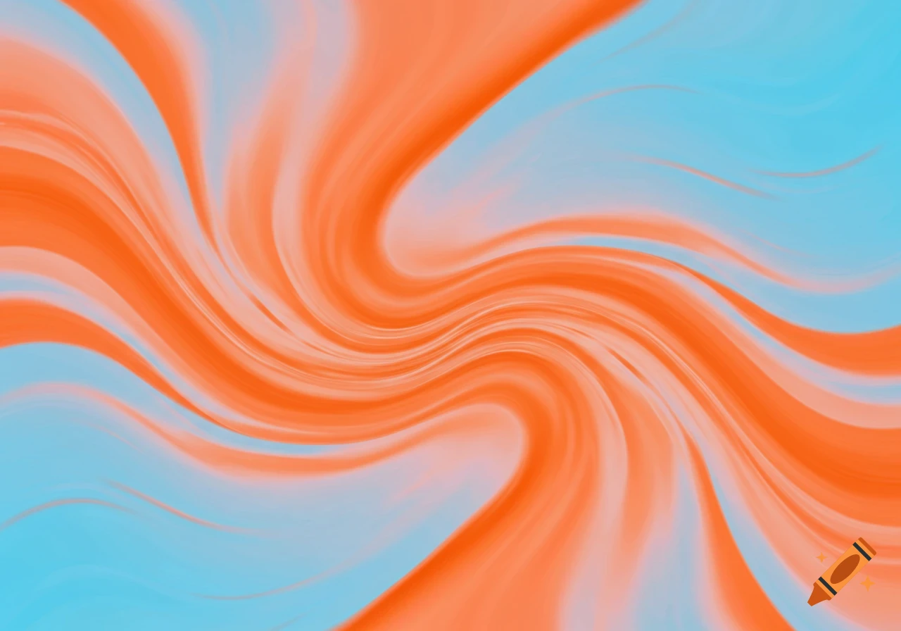 A swirling abstract background pattern in light blue and bright orange.