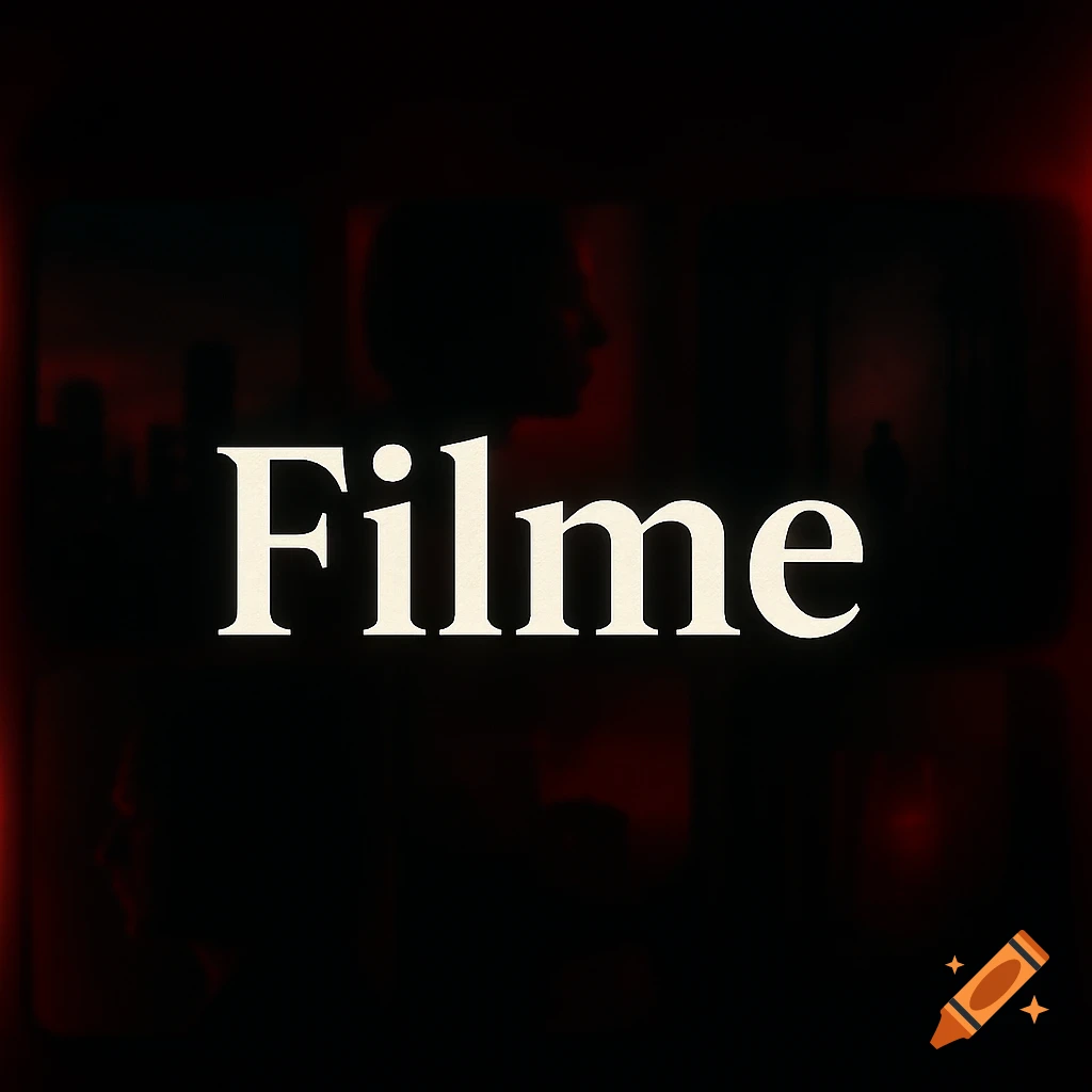 Dark, minimalist image with the word 'Filme' in white serif font over red-tinged silhouettes, in Netflix style.
