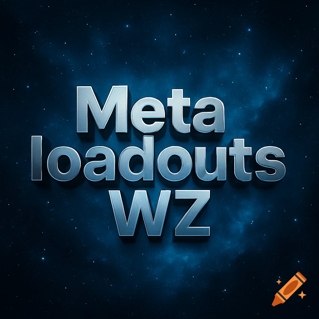 3D metallic text 'Meta loadouts WZ' on a dark blue starry galaxy background.