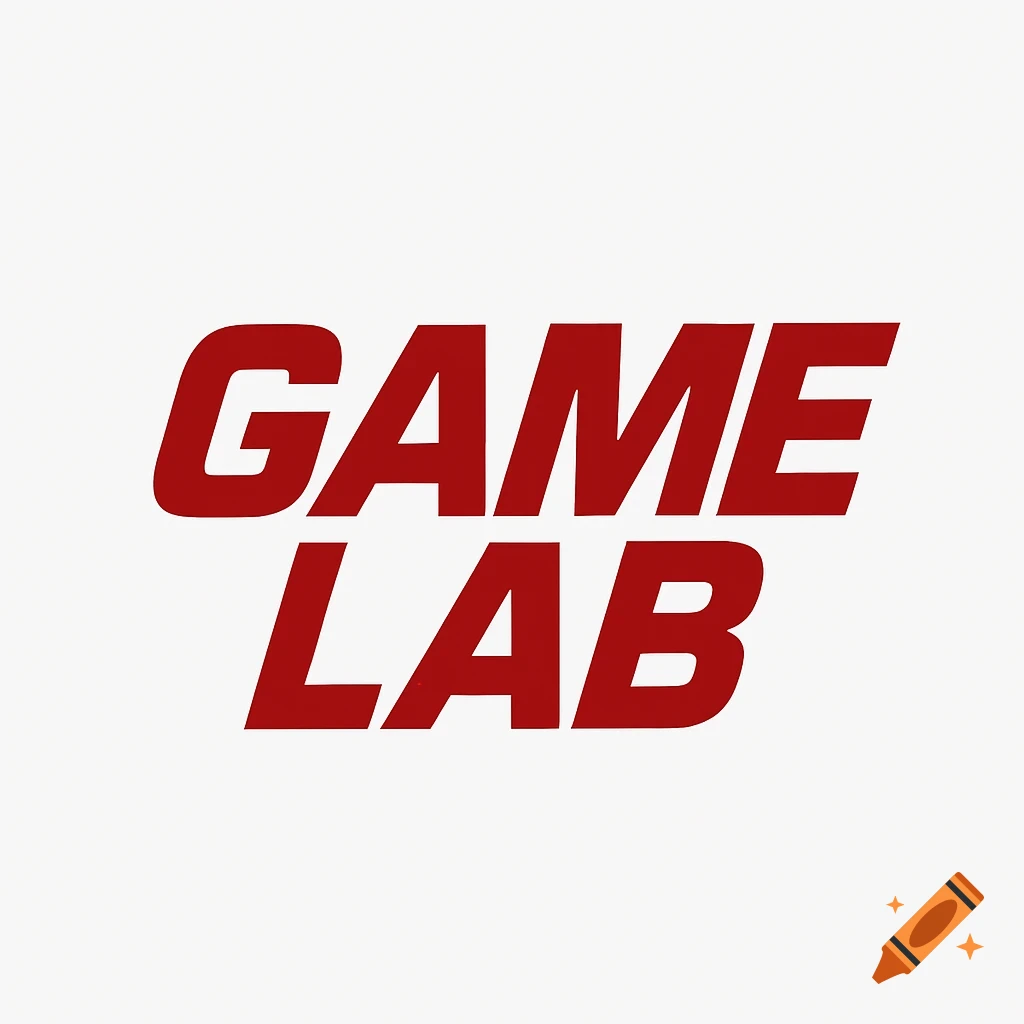 Red 'GAME LAB' logo in bold, italicized font on a white background.