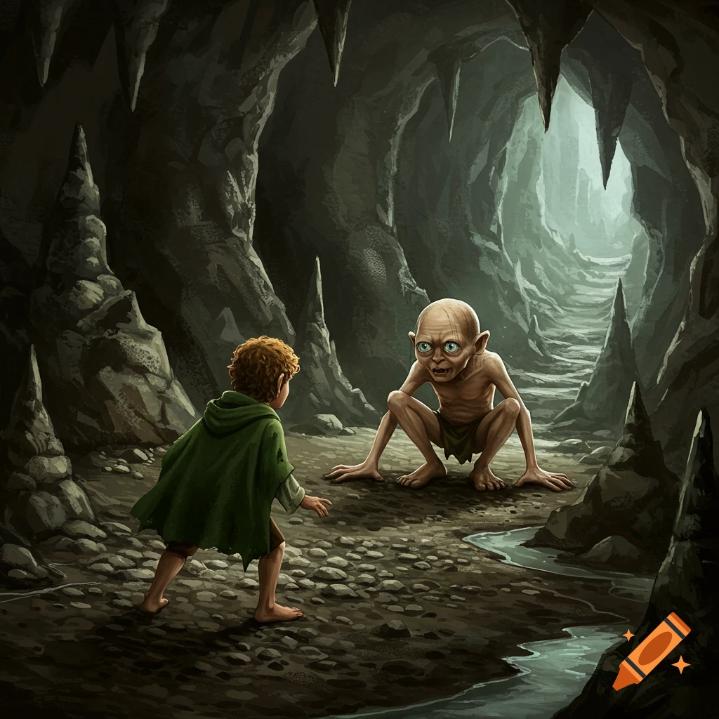 Image of Gollum's Cave created on Craiyon, image size:1024x1024