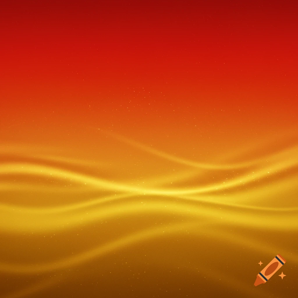 Bright red gradient fading into gold with glowing wavy lines and subtle sparkles.