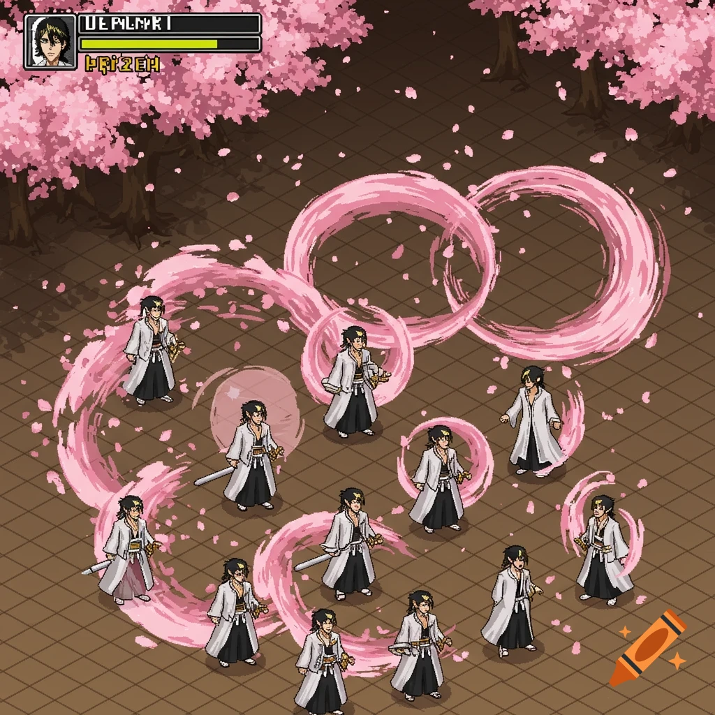 Pixel art sprite sheet of anime character Byakuya Kuchiki in white ...
