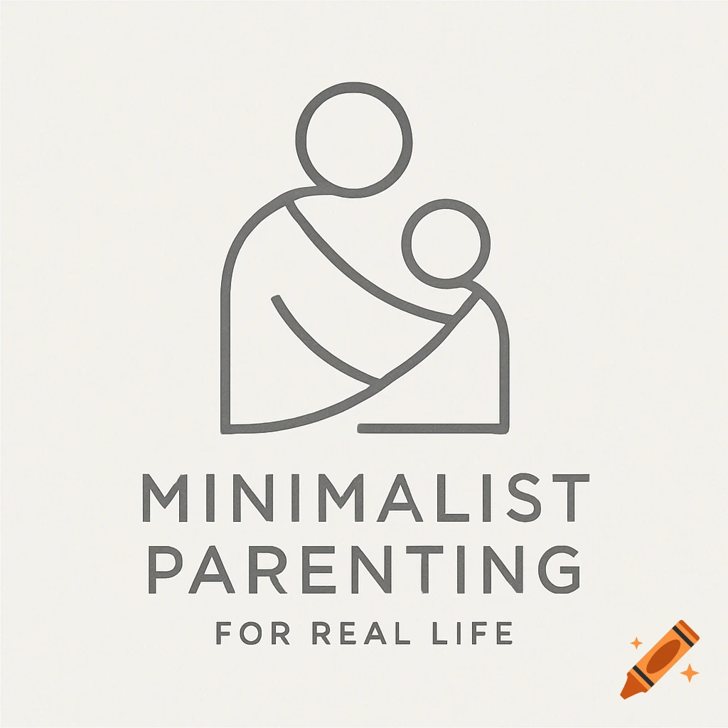 Minimalist logo of an adult holding a child, with the text "MINIMALIST PARENTING FOR REAL LIFE" below it.