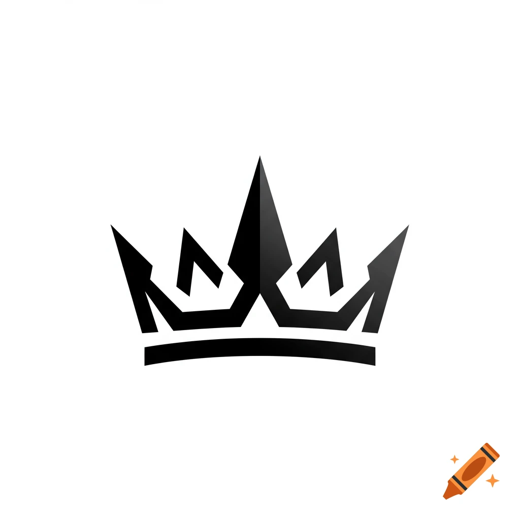A minimalist black and white vector logo of a crown with sharp, angular points.