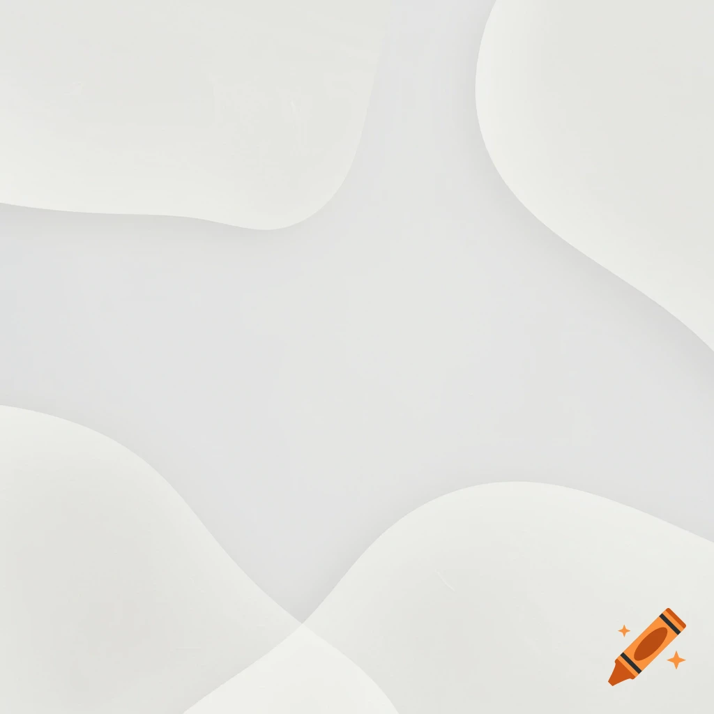 A minimalist white background with subtle, organic off-white wavy shapes and soft shadows.