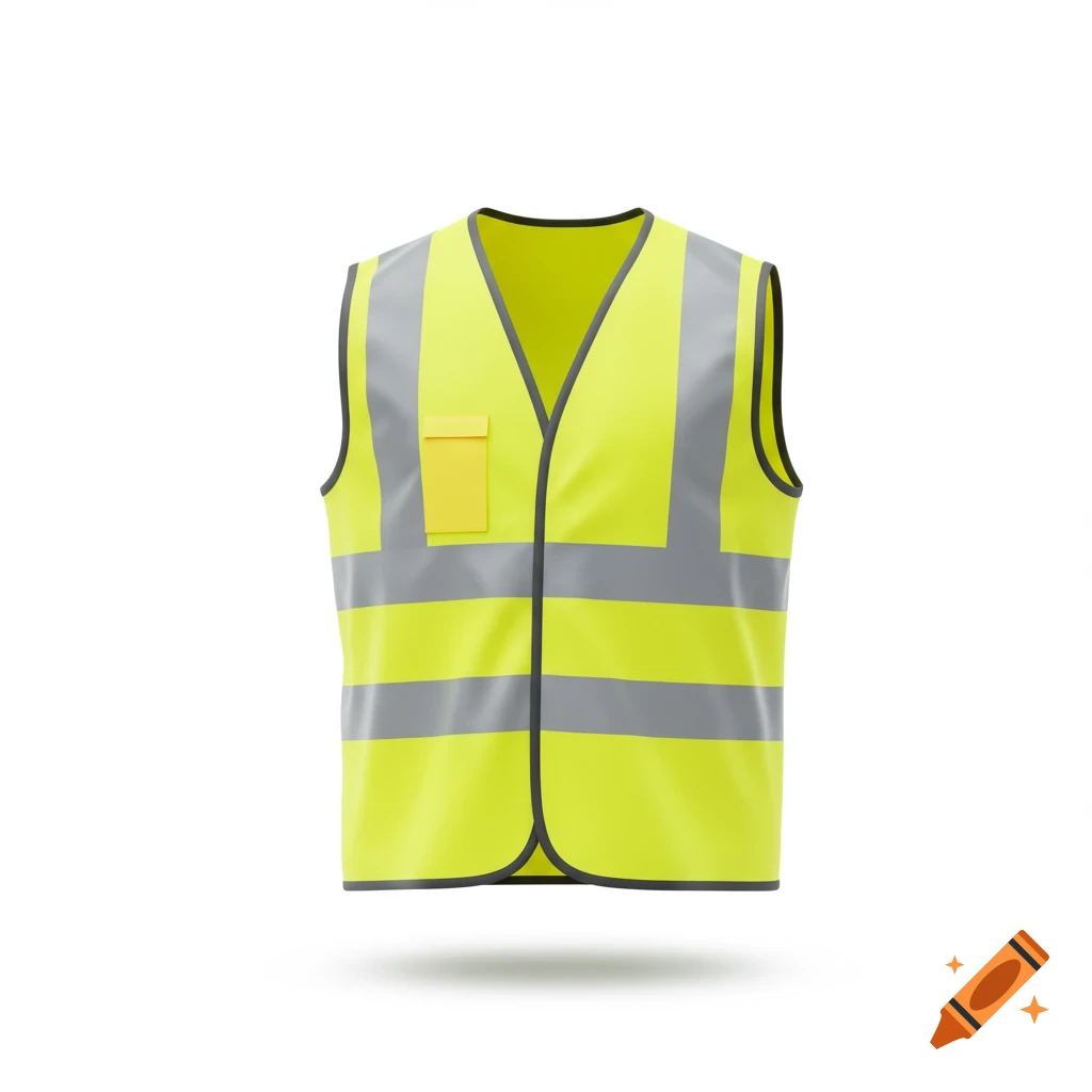 A neon yellow high-visibility safety vest with reflective gray strips and a small chest pocket, isolated on a white background.