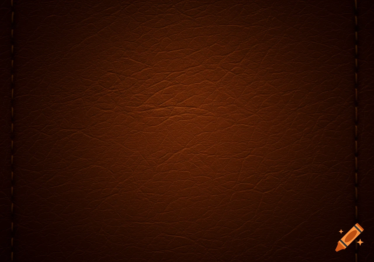 A dark reddish-brown leather texture with faint stitching along the left and right edges, suitable for a background.
