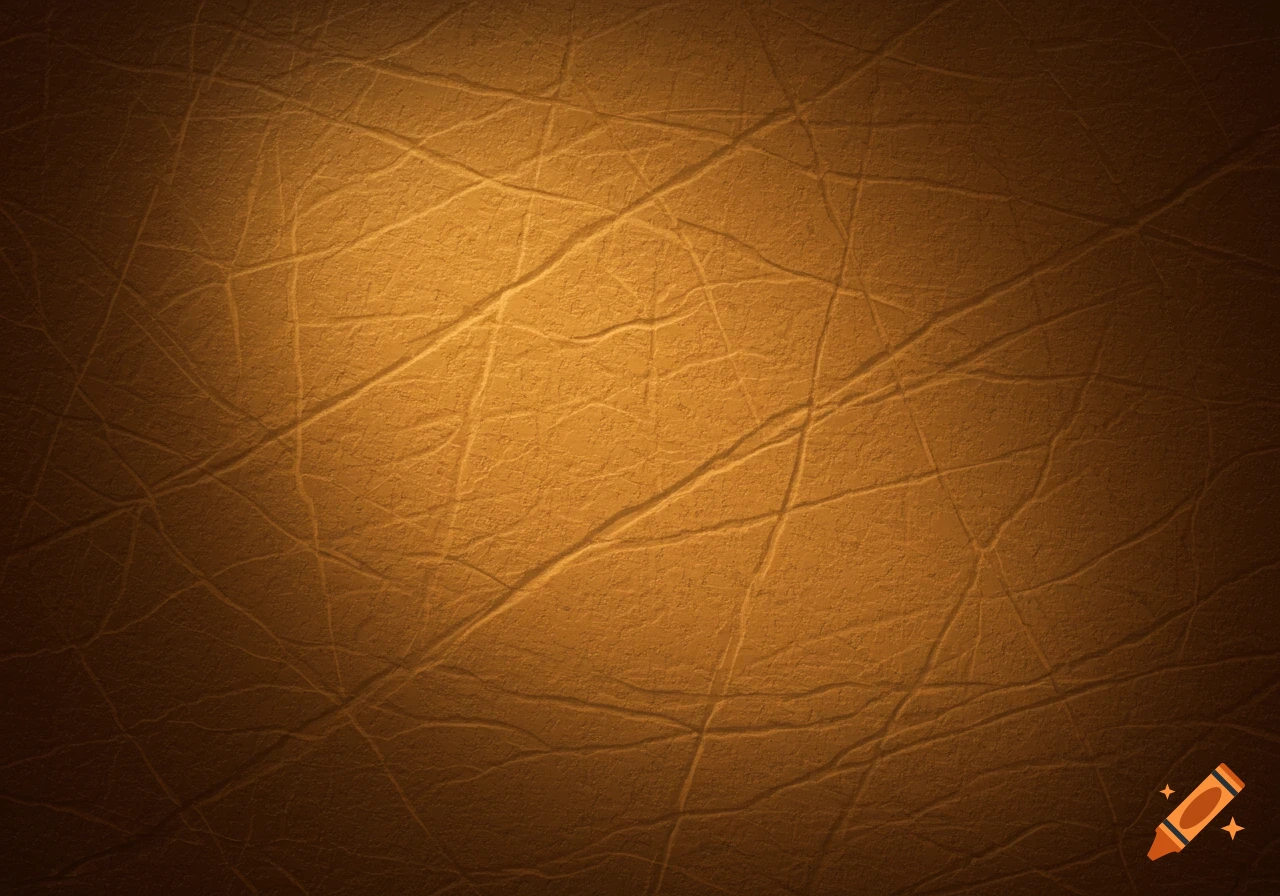 A close-up of aged tan leather with wrinkles and a subtle golden glow.