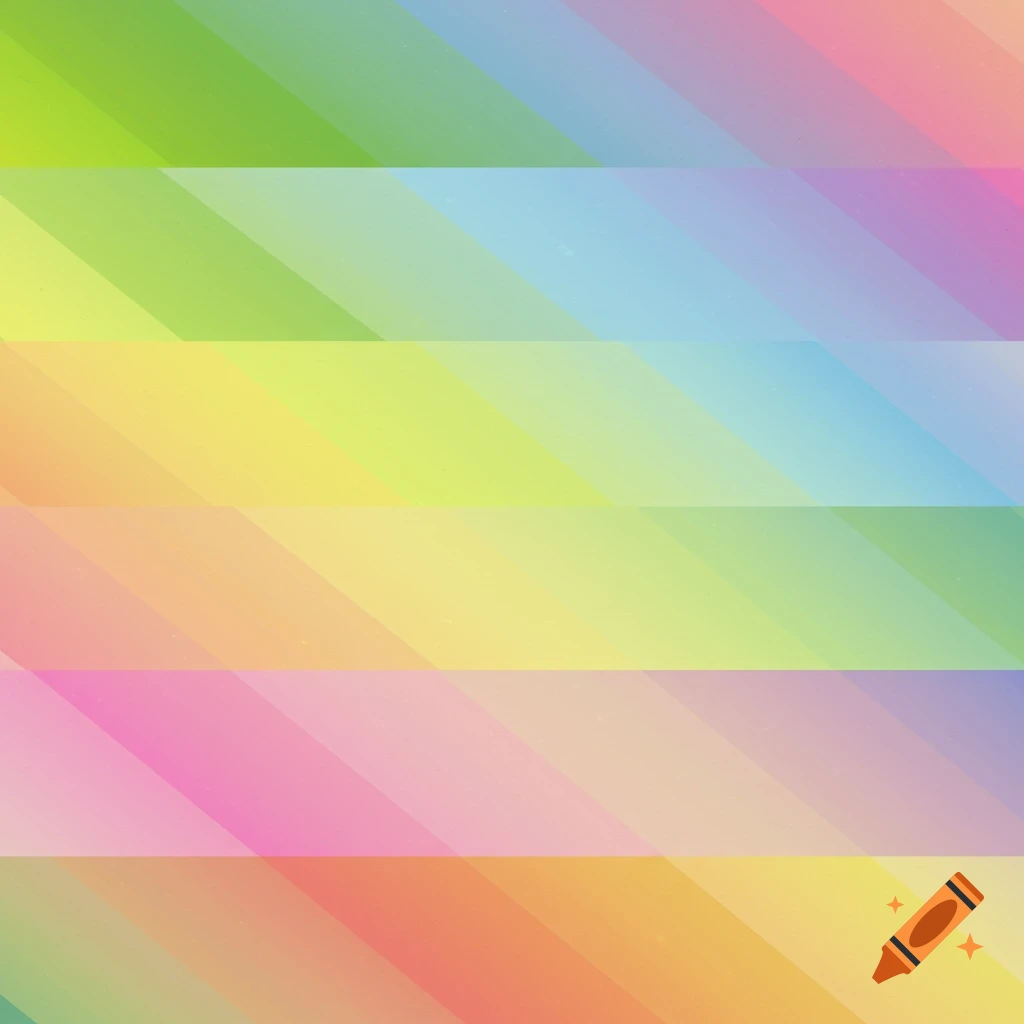 Abstract background featuring horizontal bands filled with soft pastel rainbow diagonal stripes, transitioning smoothly through colors.
