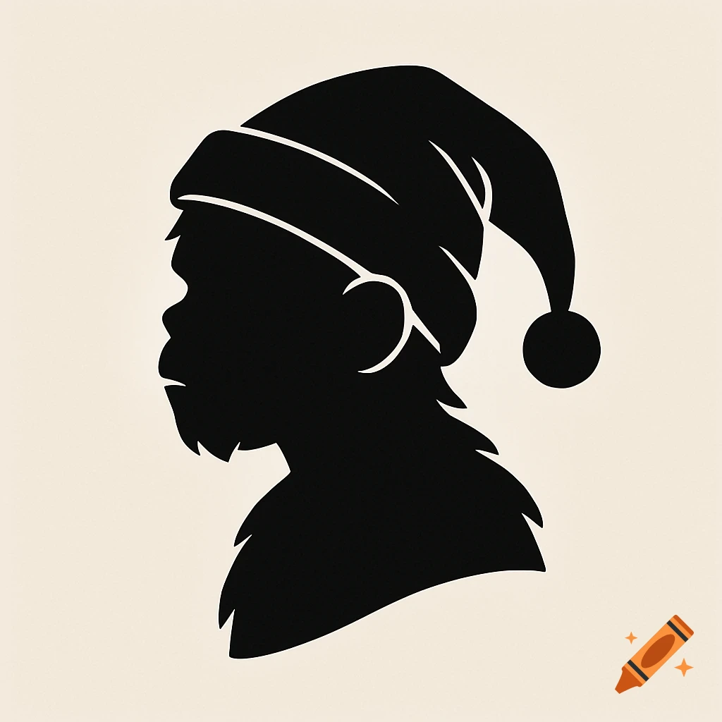 A black silhouette of a young Bigfoot wearing a sleep hat, facing left, against a light beige background.