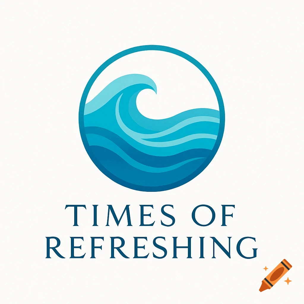A blue wave design inside a circle with the text 'Times of Refreshing' below it.