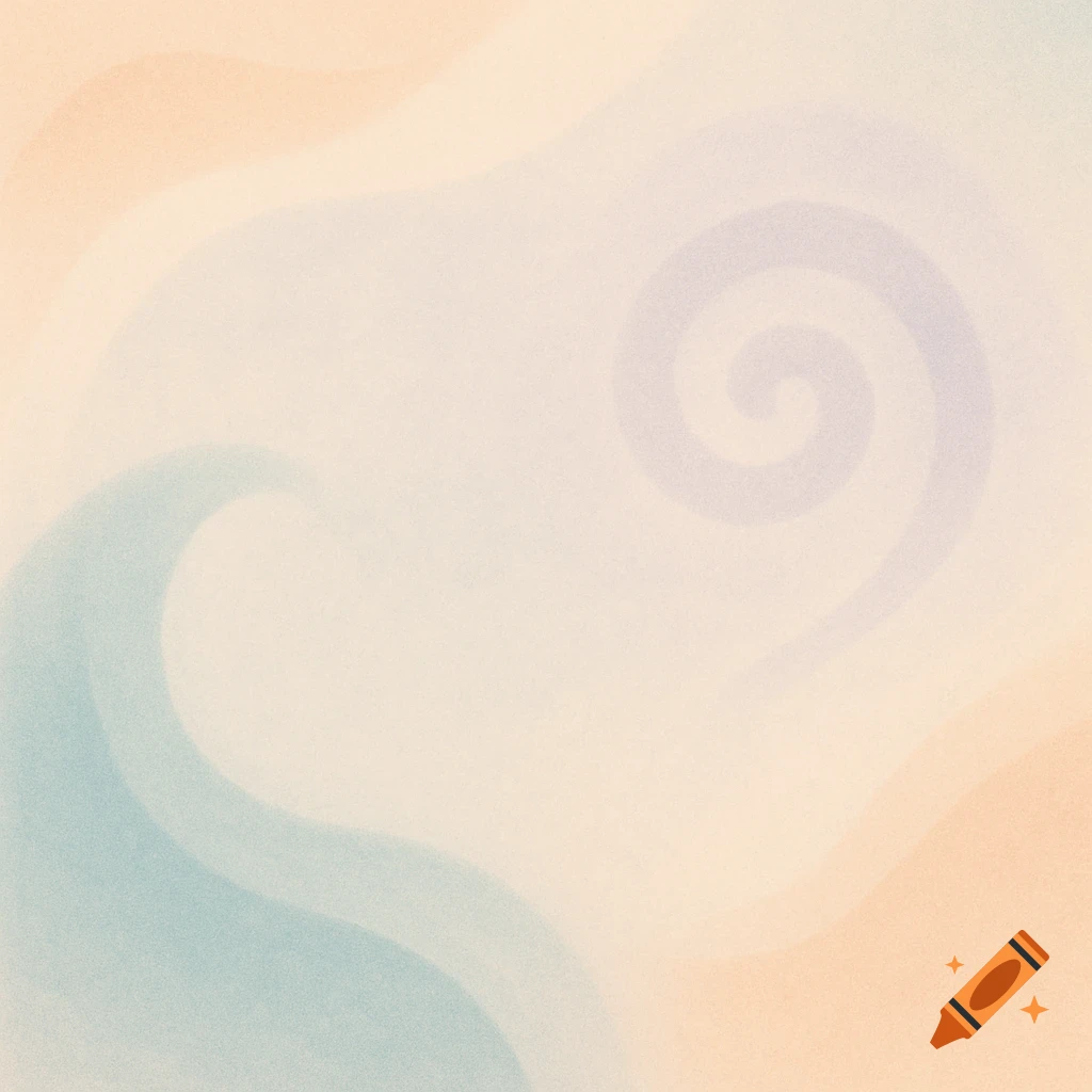 Soft pastel abstract background with a light blue wave and a faint purple spiral.