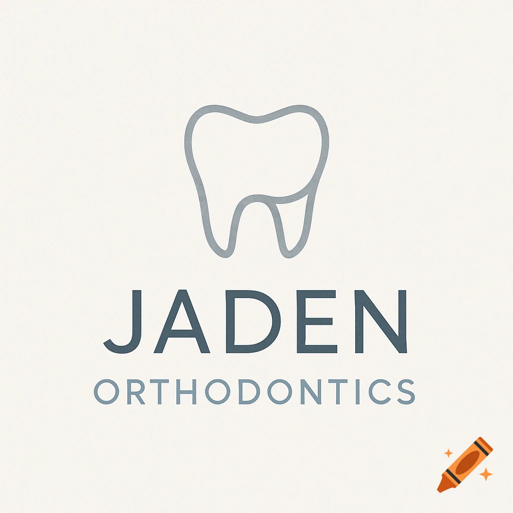 A minimalist logo featuring a gray outline of a tooth above the words 'JADEN ORTHODONTICS' in blue and gray text on a light background.