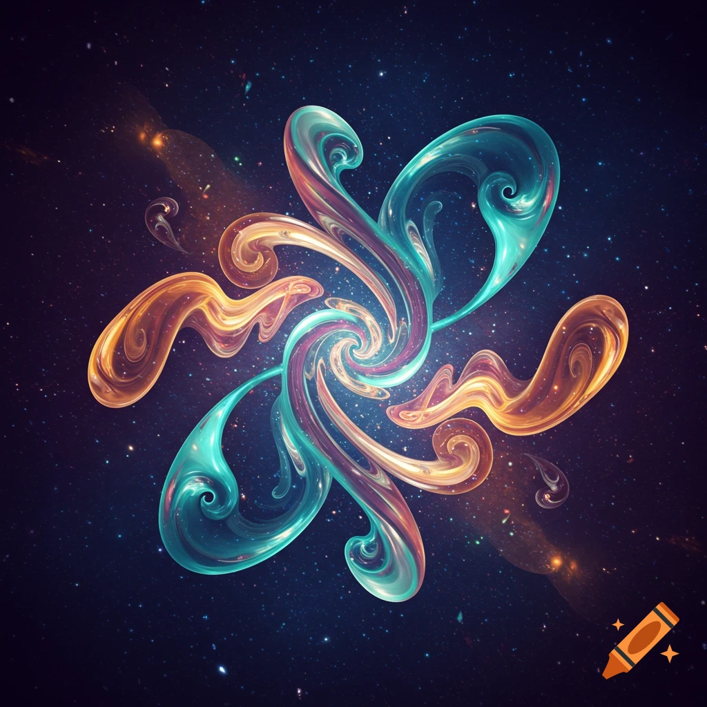 Colorful swirling abstract fluid shapes in blue and orange against a ...