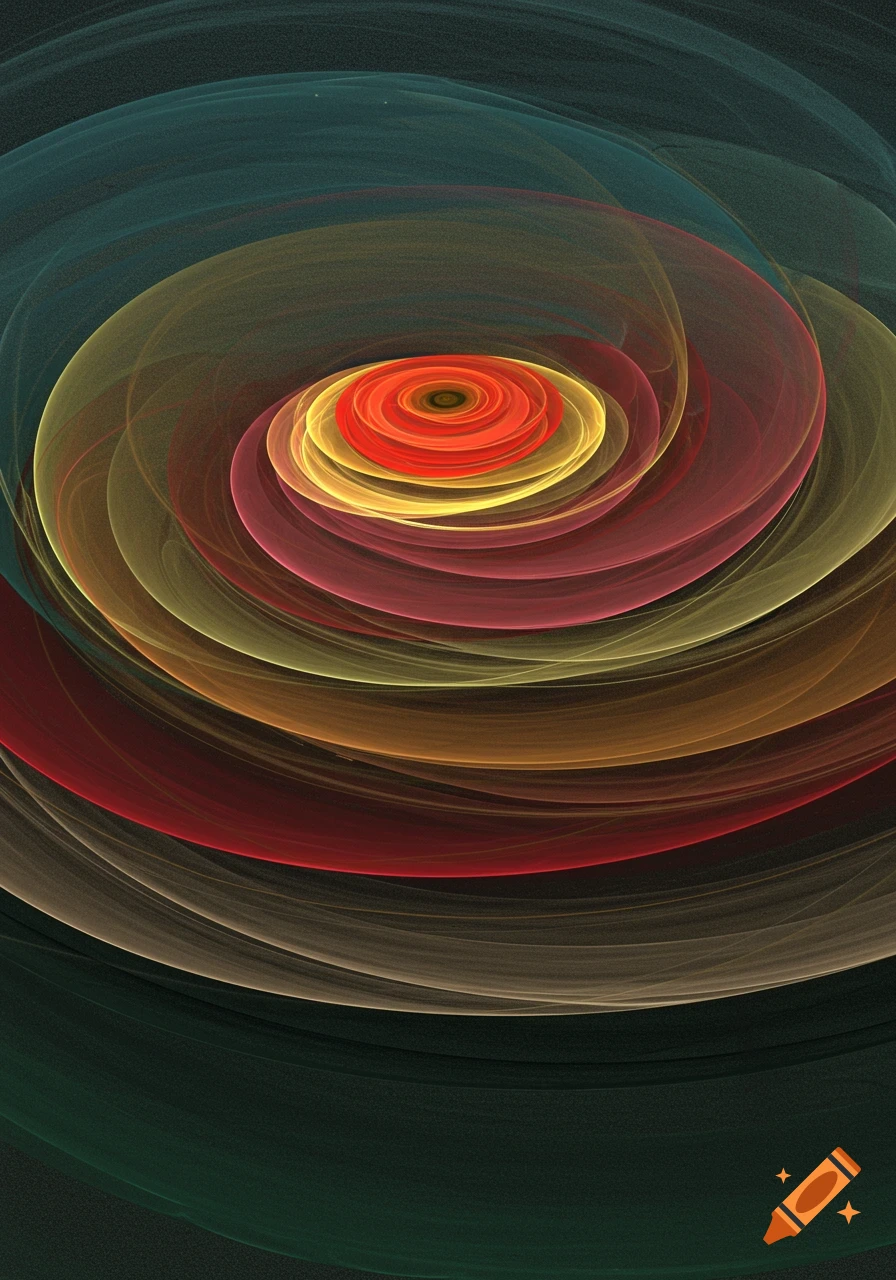 An abstract fractal image of a colorful spiral vortex on a dark background.