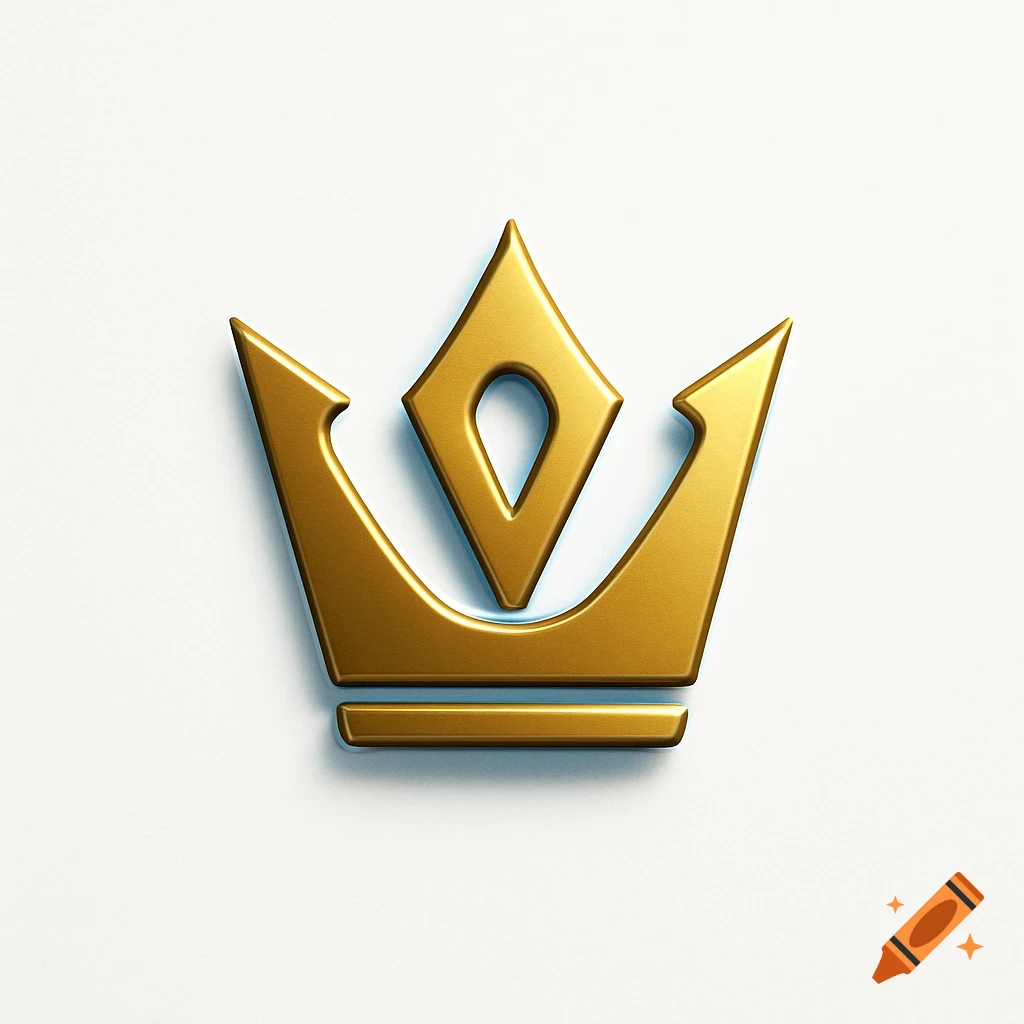 A minimalist 3D golden crown icon on a white background with subtle shadows.