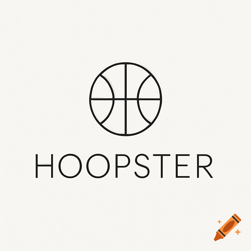 A minimalist black and white logo featuring a linear basketball icon above the word HOOPSTER in a sans-serif font.