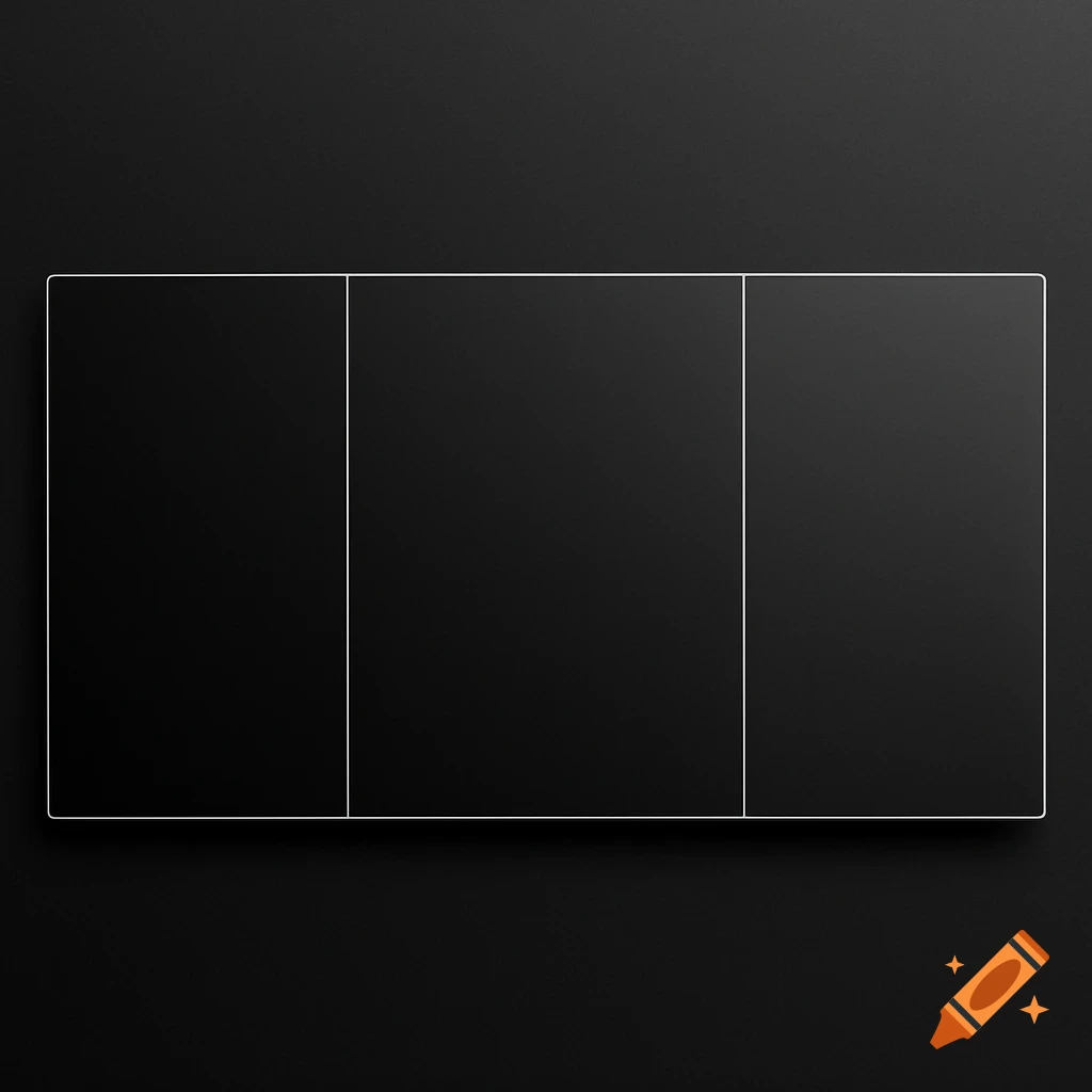A minimalist black and dark gray gradient banner divided into three vertical sections by thin white lines.