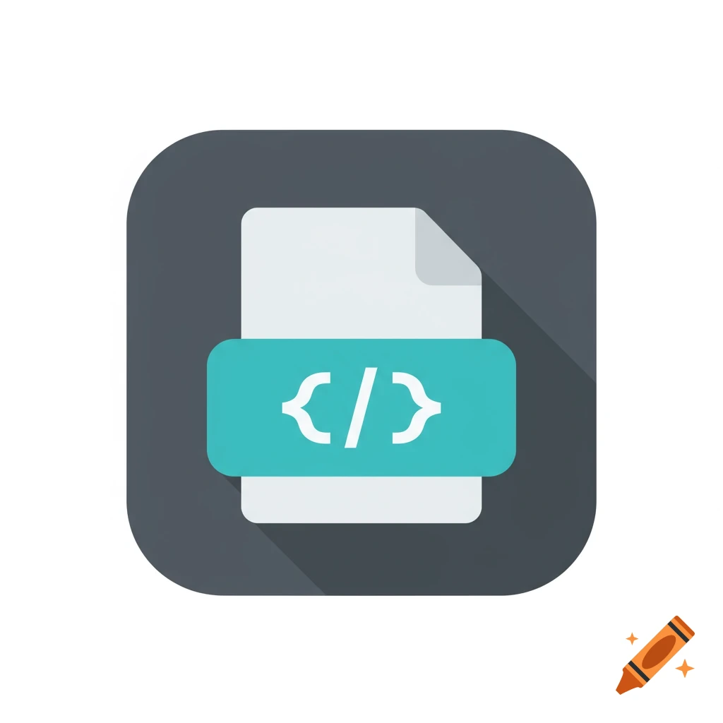 A grey rounded square icon with a white document file and a teal banner showing a white code symbol, {</>}, indicating a code or JSON file.