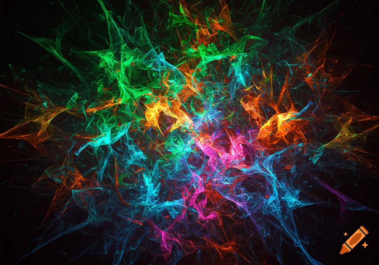 A vibrant, abstract pattern of glowing, intertwining lines in green ...