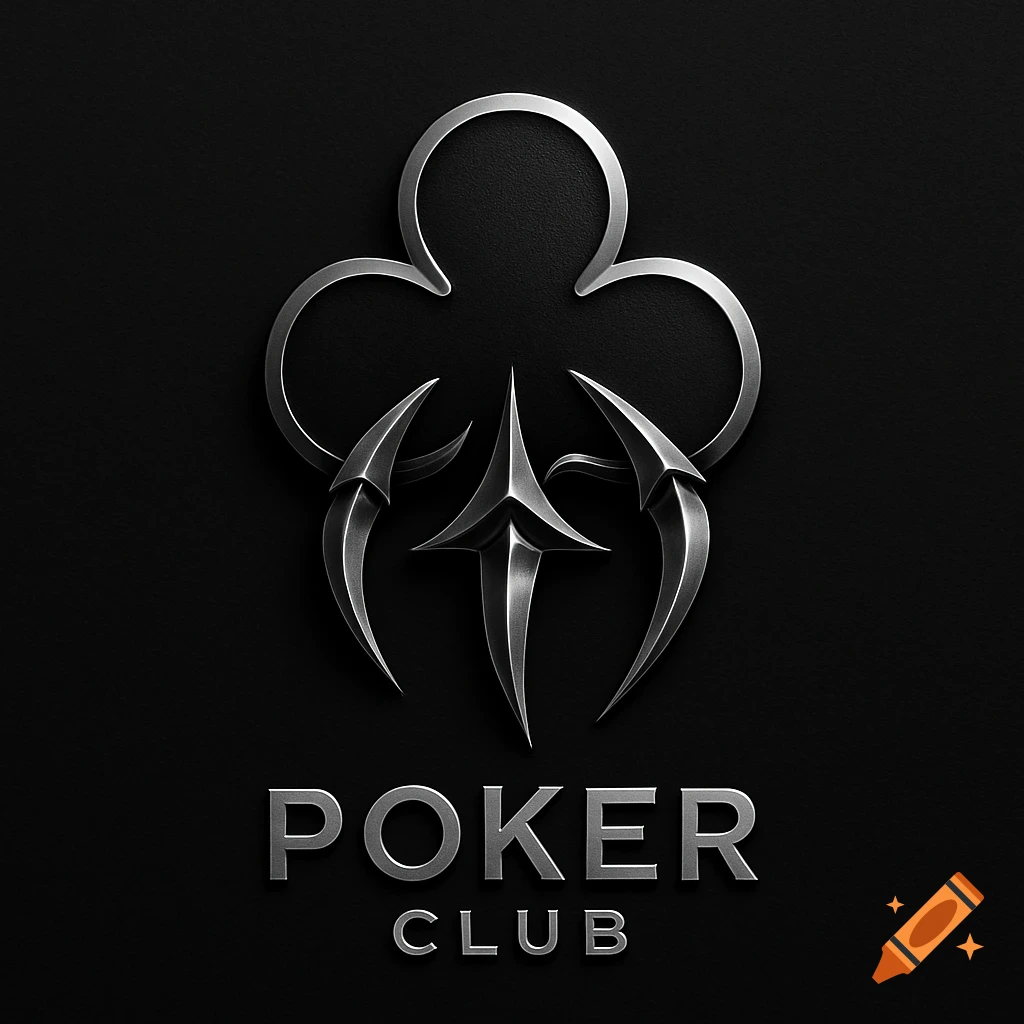 A metallic silver poker club logo with stylized claws forming part of the design against a dark background, featuring the words "POKER CLUB" below.