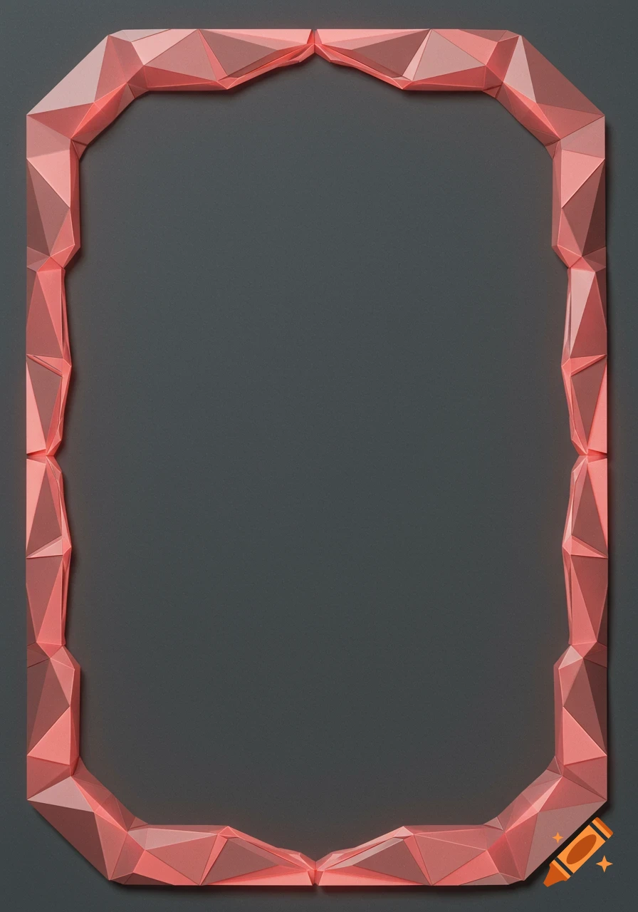 A gray rectangular background with a rounded, pastel red polygonal border.