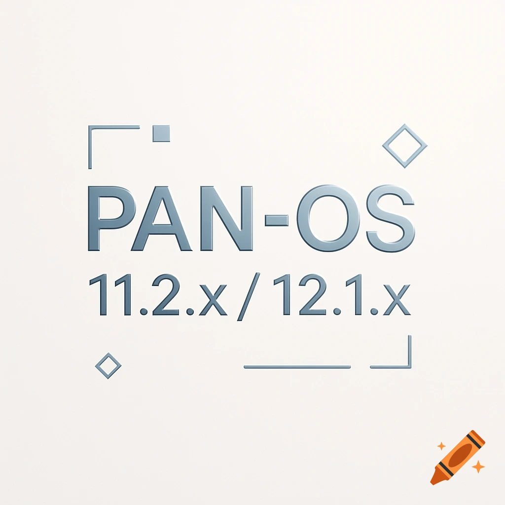 Blue-grey logo text 'PAN-OS 11.2.x / 12.1.x' with geometric elements on a light background.