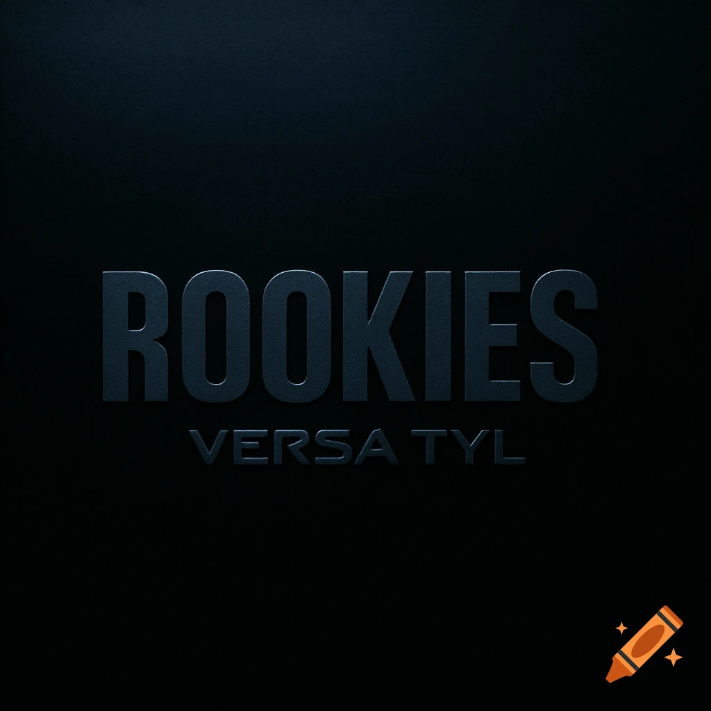 Dark blue album cover with debossed text 'ROOKIES' and 'VERSA TYL' on a dark background.