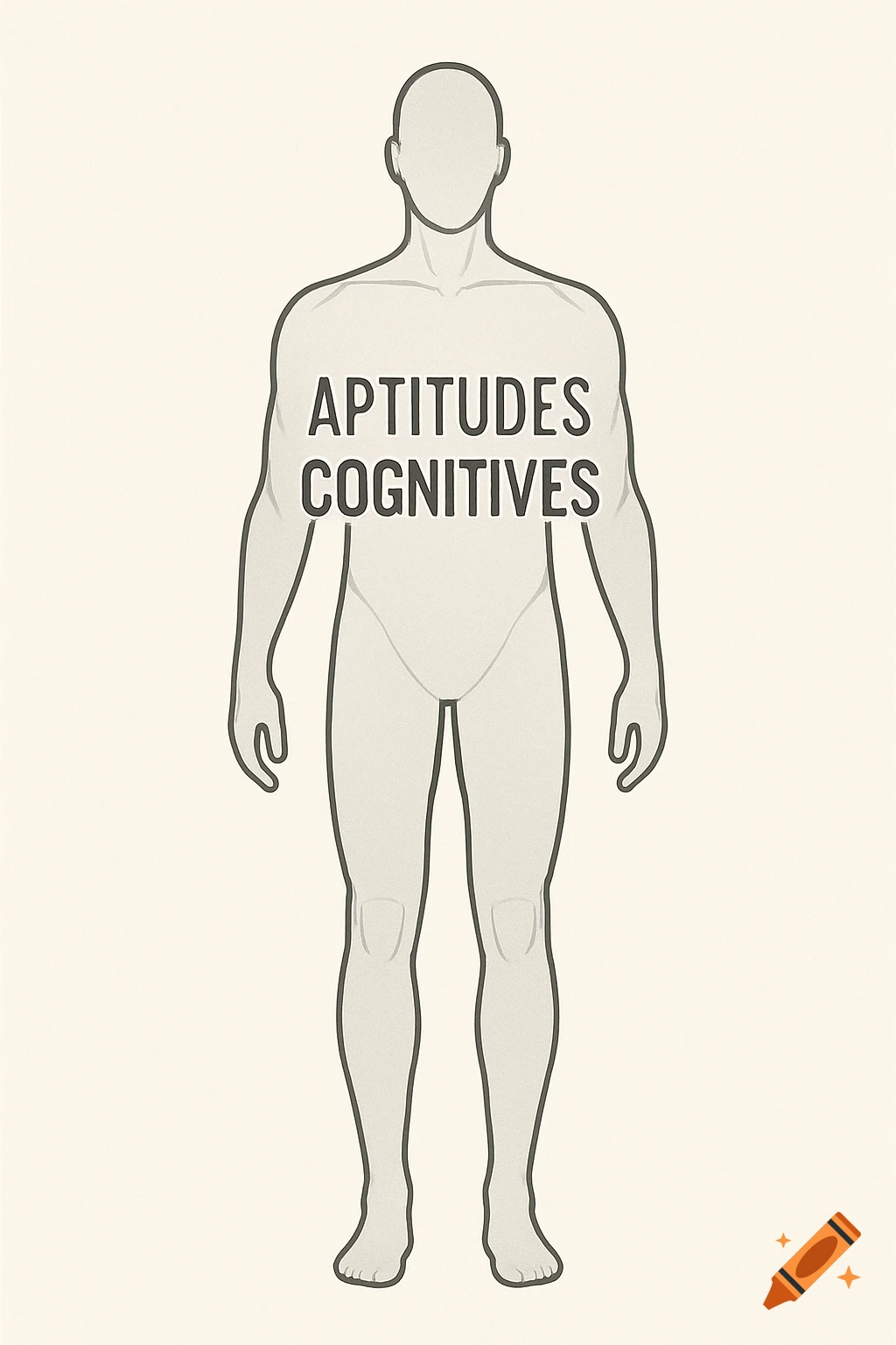 Schematic illustration of a human body silhouette with 'APTITUDES COGNITIVES' written inside.