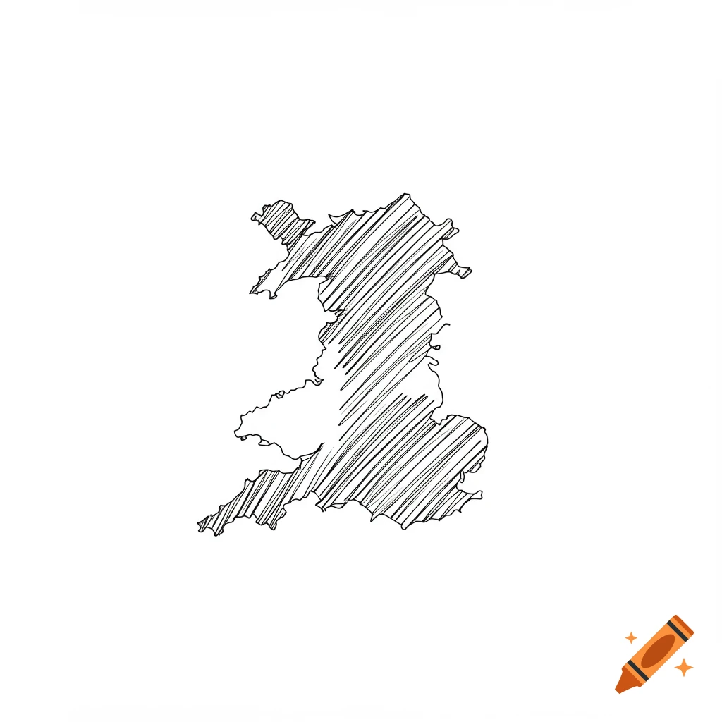 A black sketch-style outline map of England and Wales on a white background.
