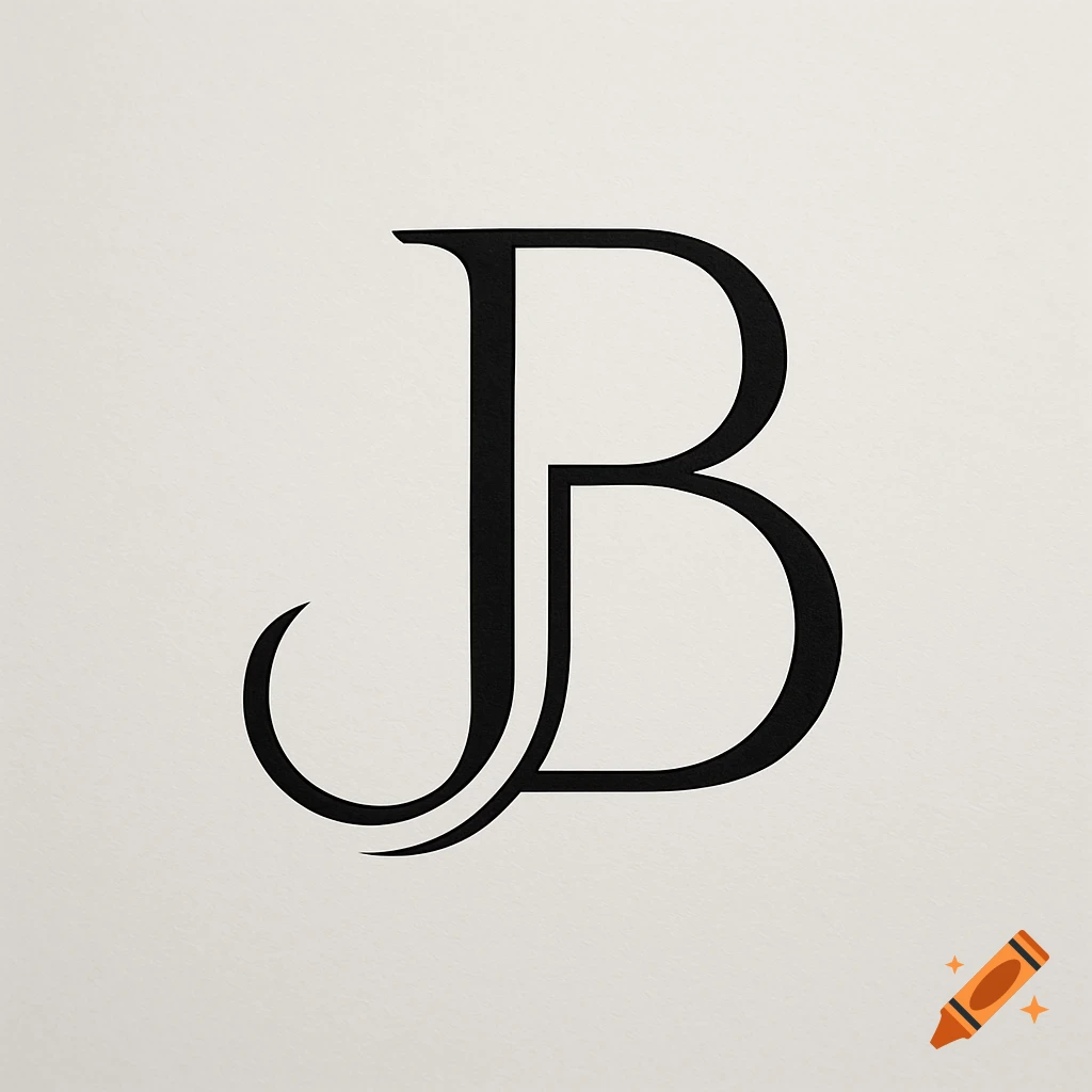 Stylized black monogram of letters J and B forming a continuous loop on a light cream background.