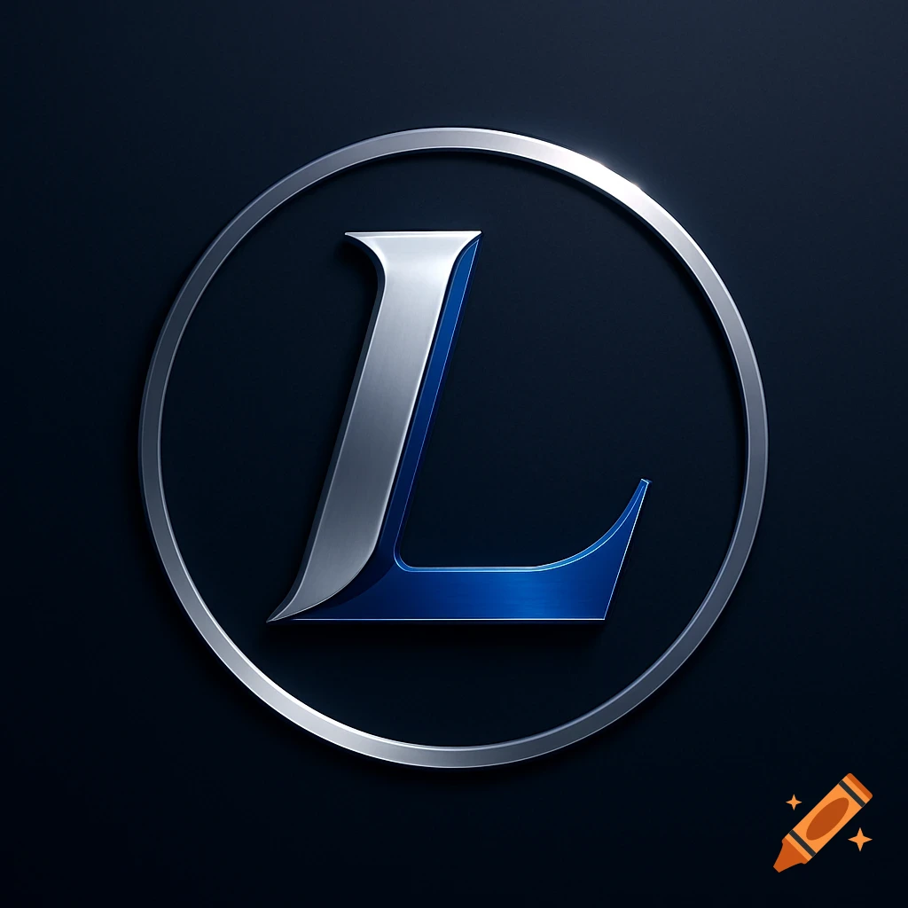 A stylized metallic letter L, half silver and half blue, inside a silver circle on a dark background.